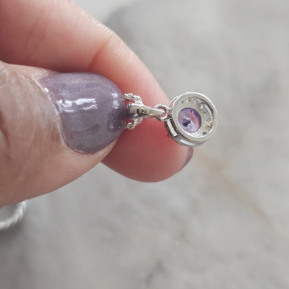 NWOT 925 Silver Amethyst Necklace & Earring Set - Picture 7 of 10